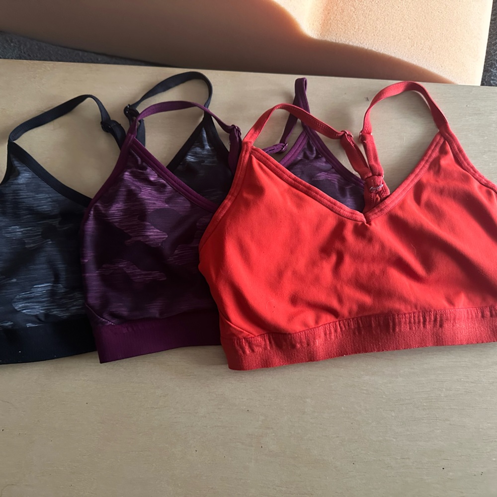 Set of three sports bras